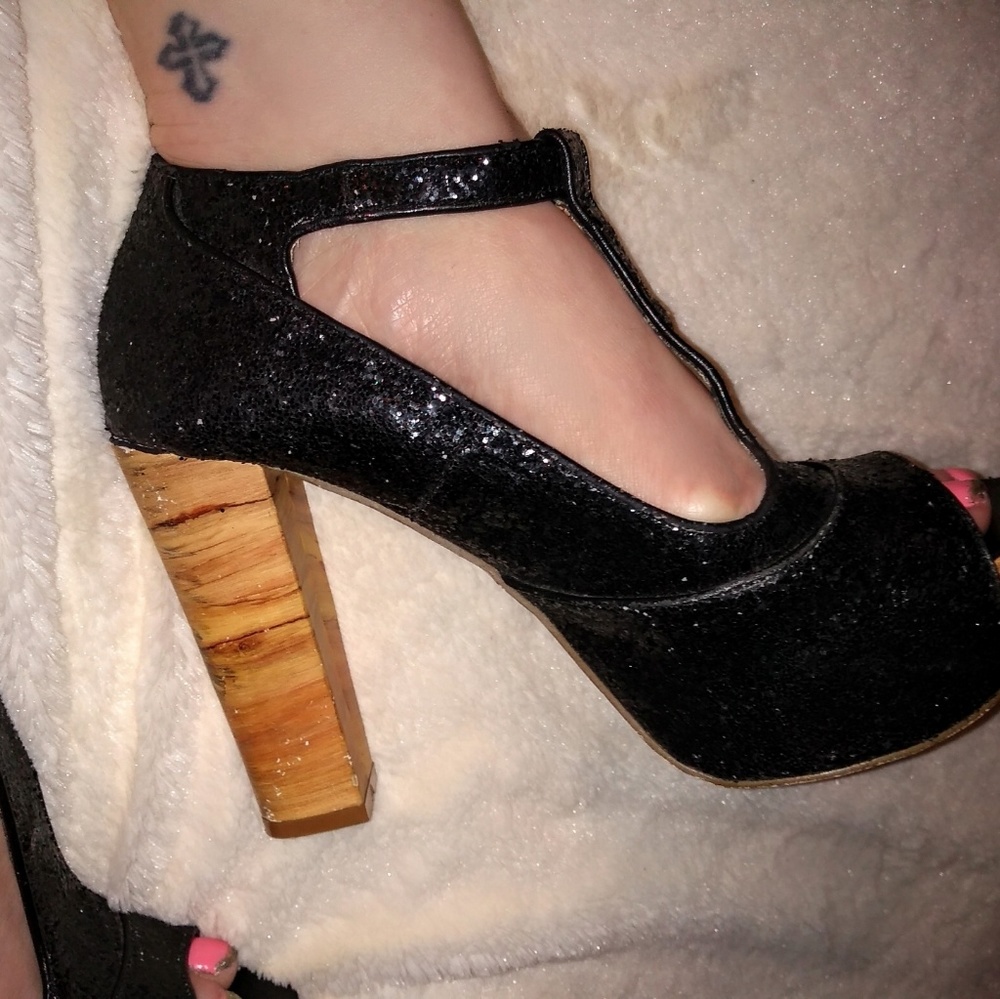 Shoe dazzle black glitter platform - Picture 3 of 8